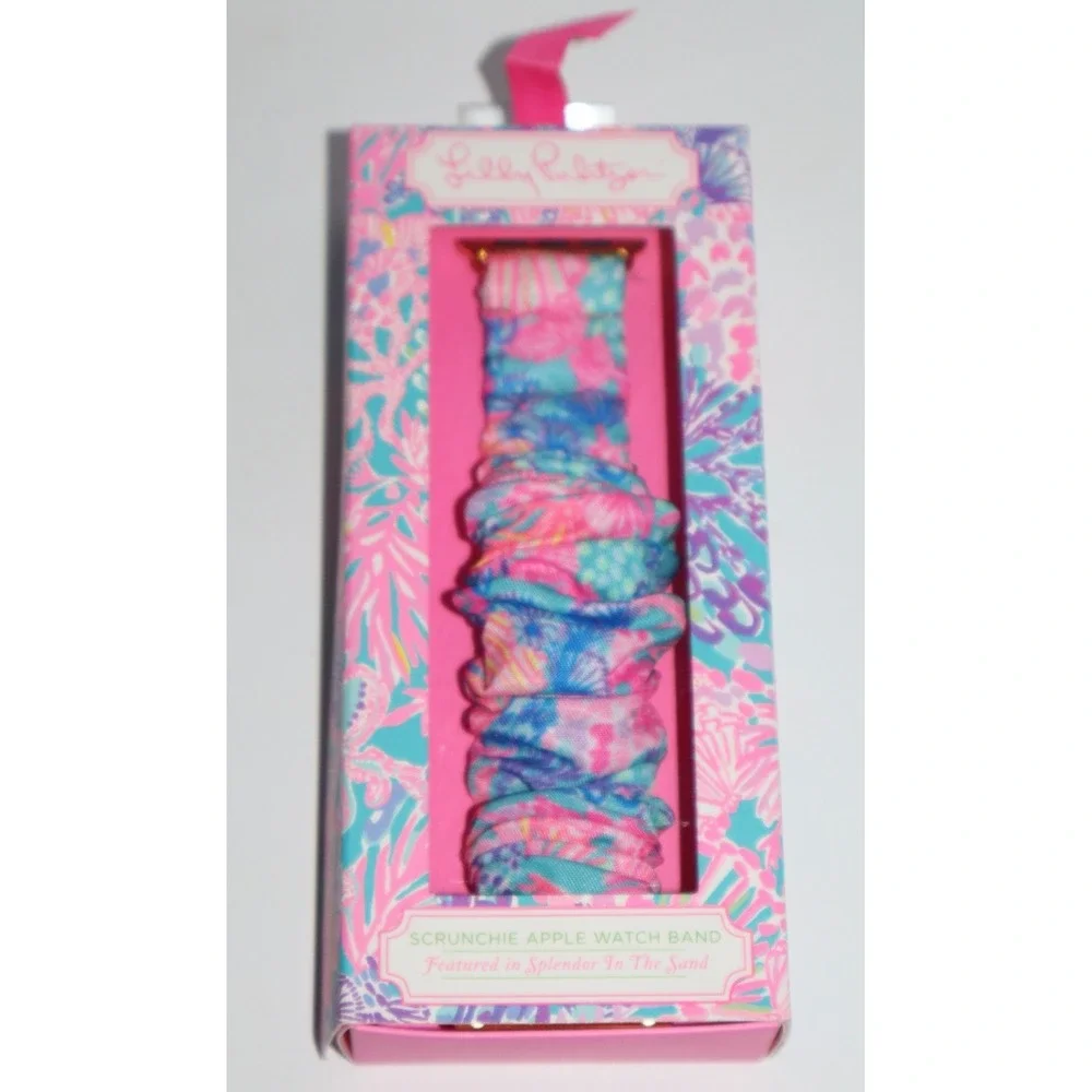 LILLY PULITZER Scrunchie Pink Purple Blue Apple Watch Band 38 40 mm NEW